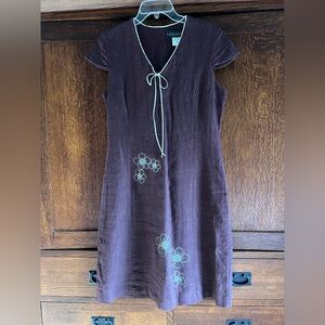 Vintage Harve Benard by Bernard Holtzman Dress with Embroidered Floral Design